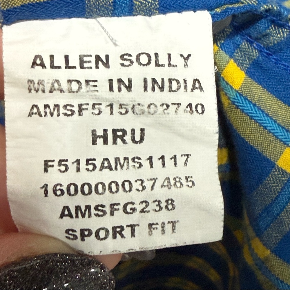 Allen Solly Sport Fit Blue Yellow Plaid Button Up Shirt XL (44)‎ Office Corp - Picture 9 of 15
